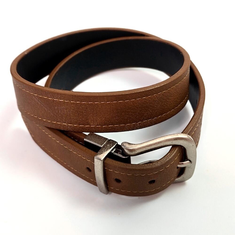 Columbia Boys Reversible Brown Black Belt Size 26-28 Silver Buckle